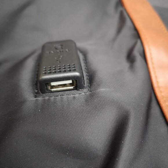 Relavel Black & Brown Unisex Zipper Closure Computer Tote with Built in USB - Picture 5 of 16